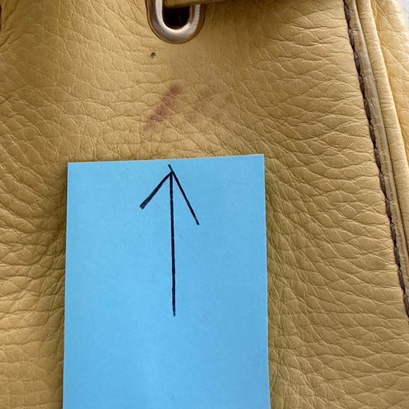 Cole Haan handbag purse yellow w gold detailing soft pebbled leather - Picture 14 of 15